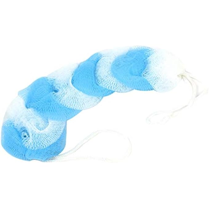 Nylon Meshy Bathroom Bathing Bath Shower Pouf 9.5 Inch Long Blue White(id:42 b37 21 80a a63